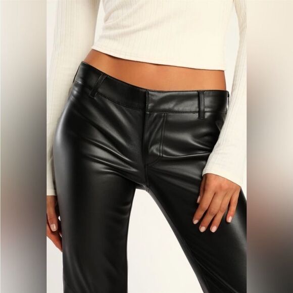 Free People Love Language Low Rise Leather Pants In Black - Picture 3 of 6
